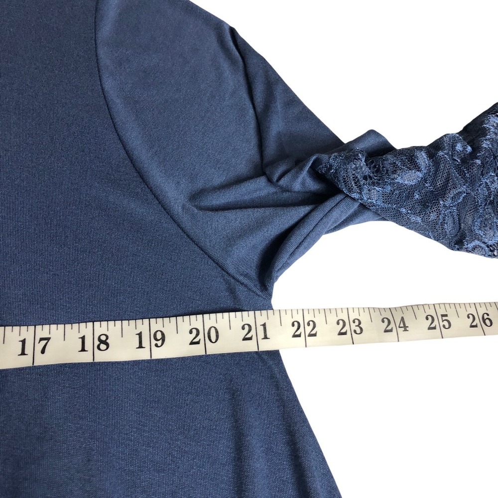 Beyond Capri Tunic Top Womens OS Blue Oversized Lace Hem Lagenlook Boho Italy - Picture 15 of 16